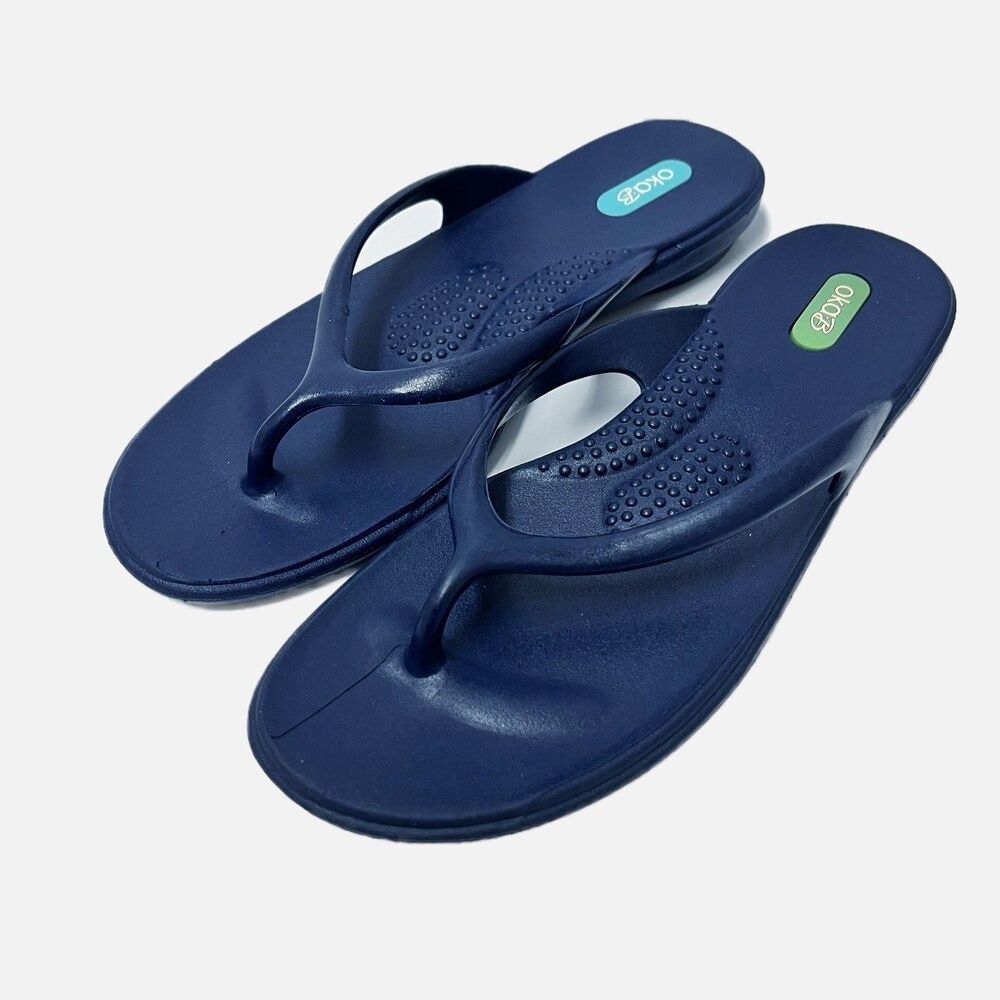 Oka-B Blue Elle Flip Flop Thong Sandals Size Medium 6.5-7.5  Made In U.S.A.